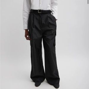 Tibi | Black Stella Crispy Nylon Pleated Cargo Pant